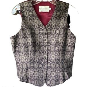 100 silk brocade paisley vest purple Sz 4